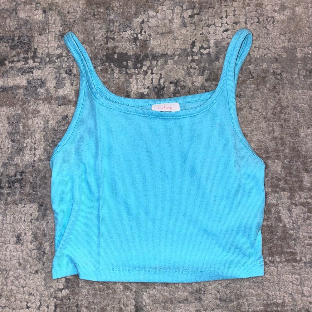 Colsie Ribbed Cropped Blue Tank Top size small